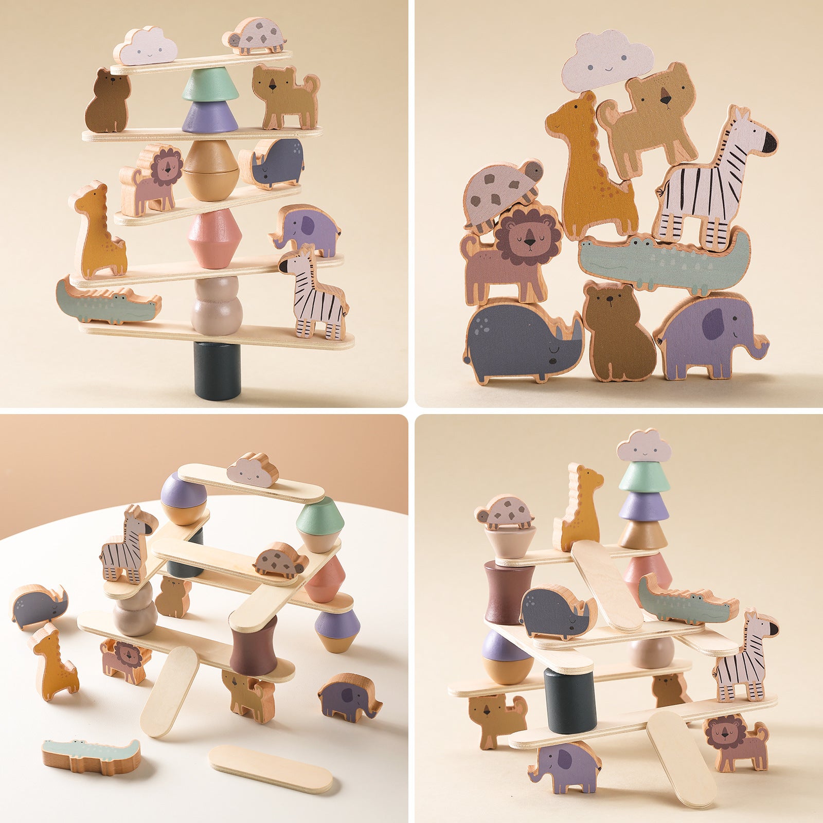 Ensemble de jouets empilables en bois pour animaux –