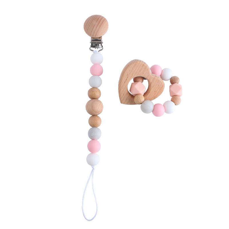 2pcs Silicone beads pacifier clip animal teether Set