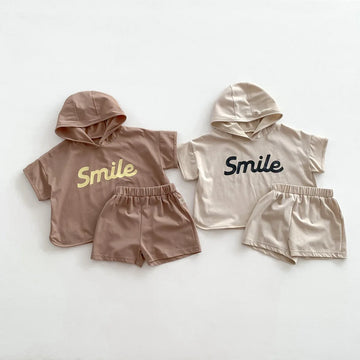 2Pcs short-sleeved hoodie infant set