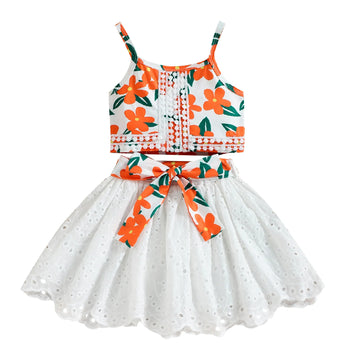 2Pcs Summer Baby Girls flower dress set