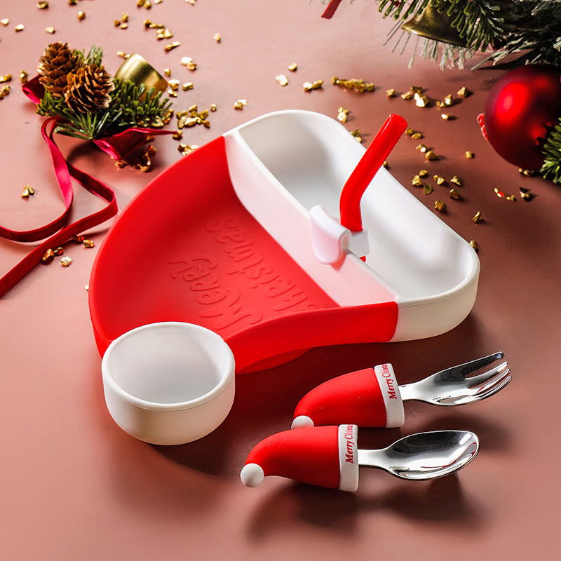 Set di posate in silicone con cappello di Babbo Natale da 5 pezzi