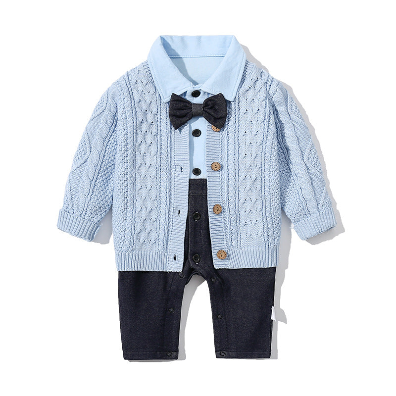 Baby Boy Pure Cotton Long-sleeved Gentleman's Overalls Jumpsuit