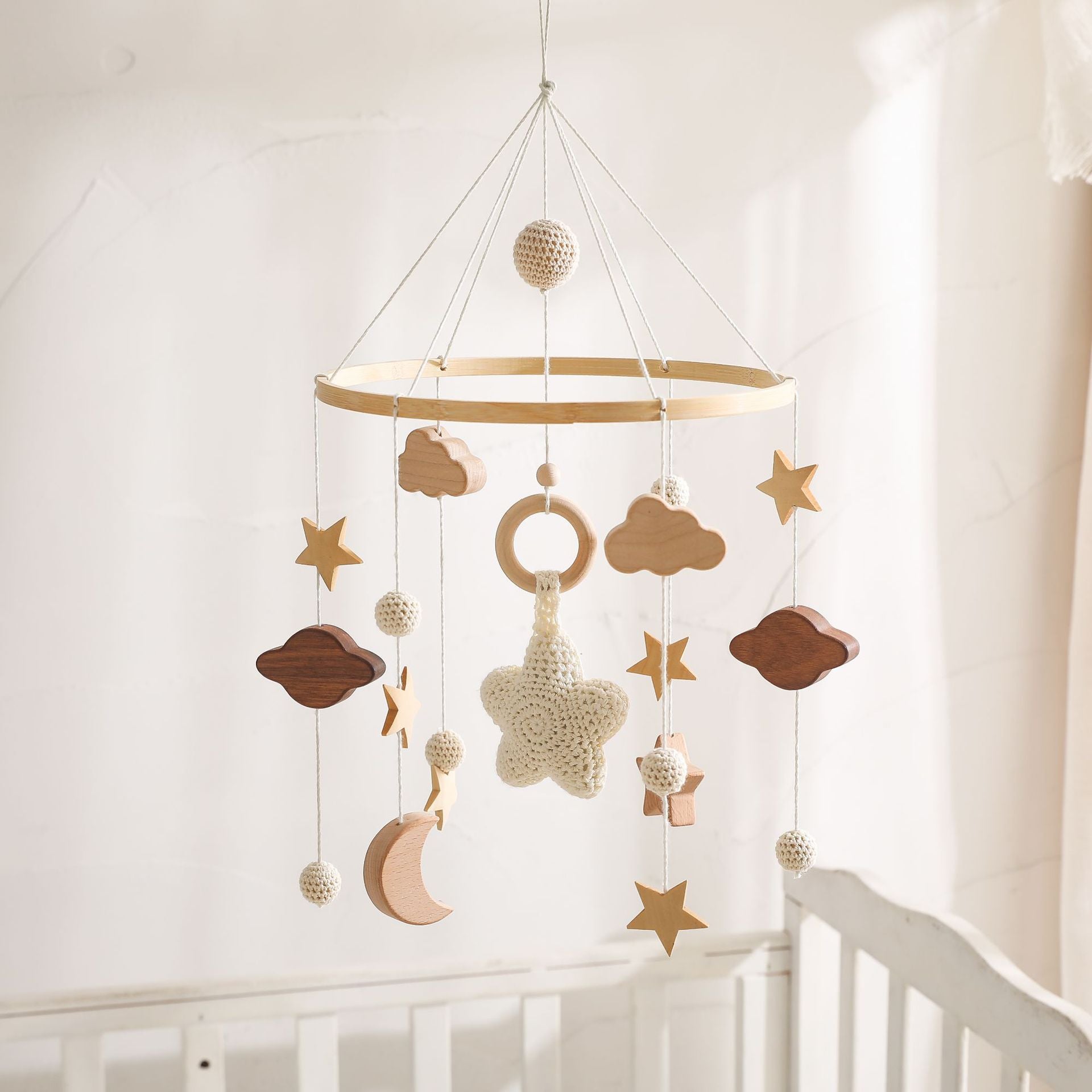 Star moon cloud crib bed bell