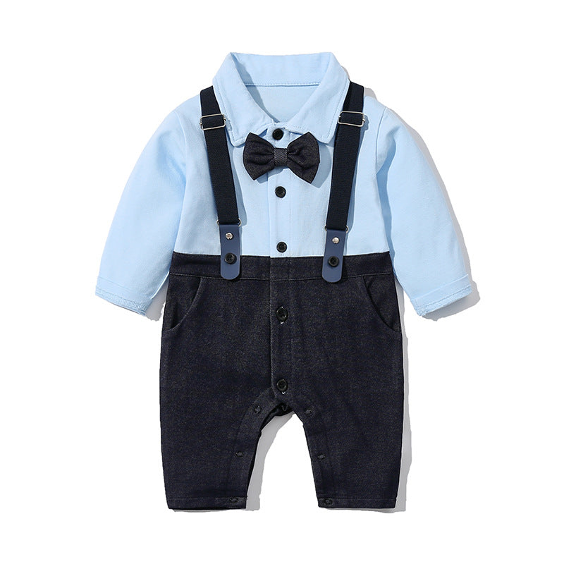 Baby Boy Pure Cotton Long-sleeved Gentleman's Overalls Jumpsuit