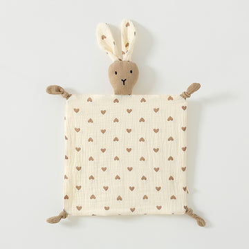 Cute Bunny Print Baby Comfort Towel Baby Sleeping Doll Rabbit Comfort Handkerchief Wrinkled Cloth Comfort Toy