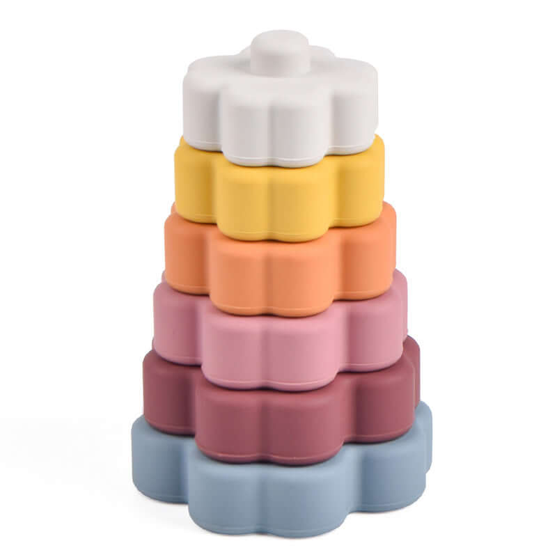 Food Grade Silicone stackable toy set- Flowers - siliconebabyessential.com