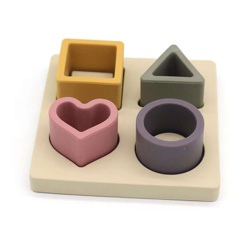 Food Grade Silicone Toy Set Geometric Puzzle - siliconebabyessential.com