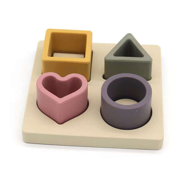 Food Grade Silicone Toy Set Geometric Puzzle - siliconebabyessential.com