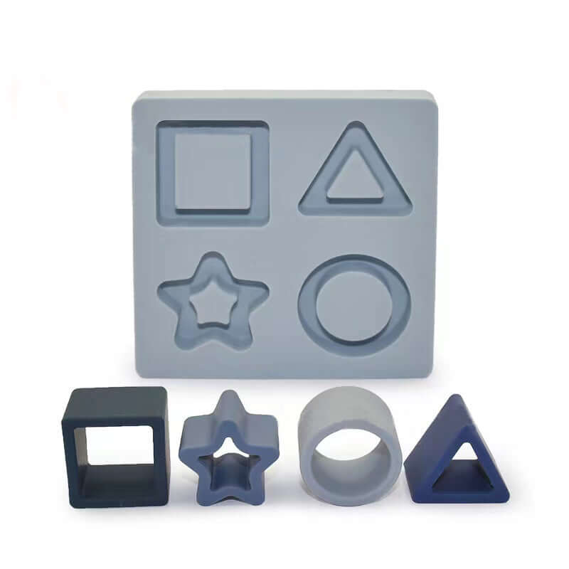 Food Grade Silicone Toy Set Geometric Puzzle - siliconebabyessential.com