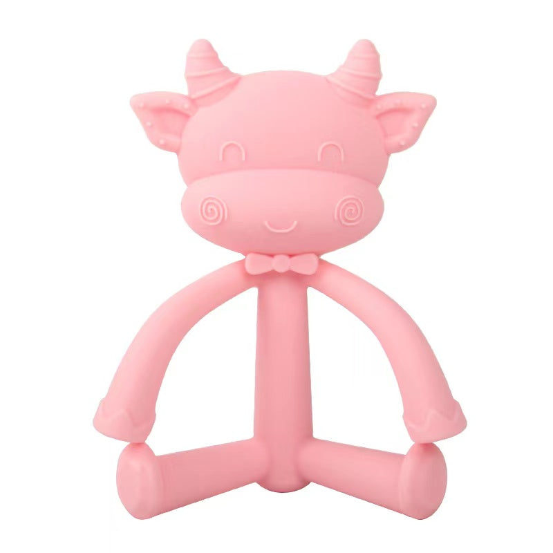 Silicone Cow Teether baby soother toy - siliconebabyessential.com