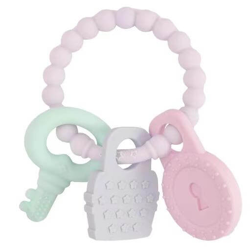 Food Grade Silicone Key Teether Rattle Ring - siliconebabyessential.com