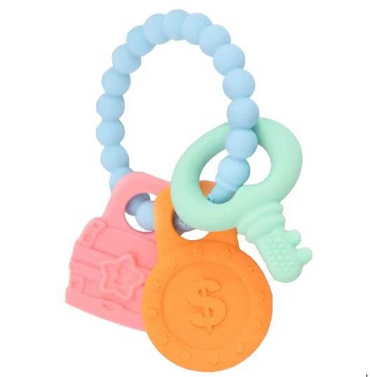 Food Grade Silicone Key Teether Rattle Ring - siliconebabyessential.com