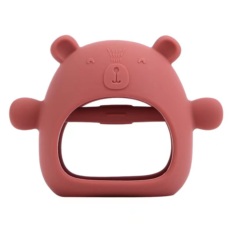 Silicone Bear Teether Glove baby soother toy - siliconebabyessential.com