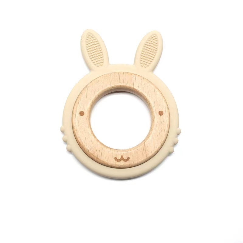 Silicone Bunny Teether Ring baby soother toy - siliconebabyessential.com