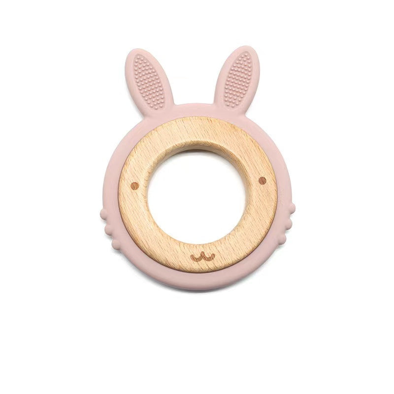 Silicone Bunny Teether Ring baby soother toy - siliconebabyessential.com