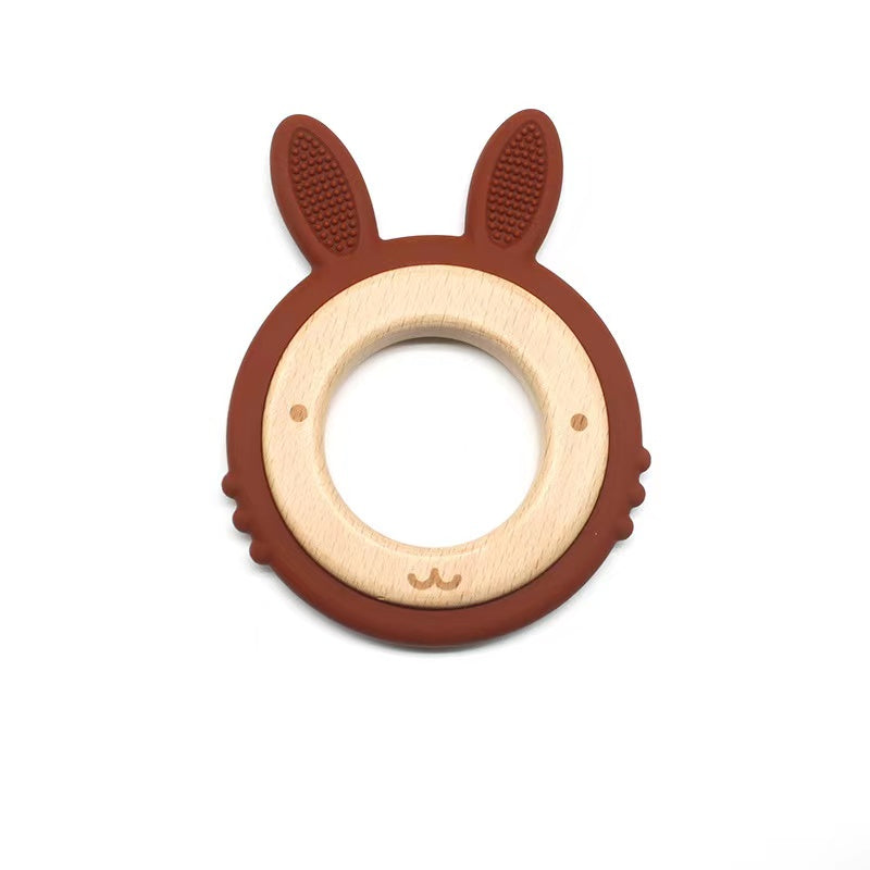 Silicone Bunny Teether Ring baby soother toy - siliconebabyessential.com