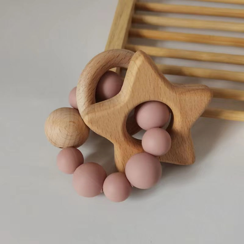 Silicone Beads Star beechwood teether - siliconebabyessential.com