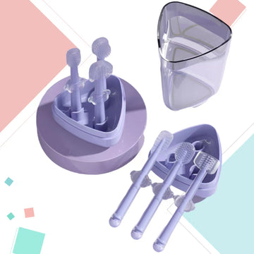 Silicone baby 3 pcs toothbrush Set - siliconebabyessential.com