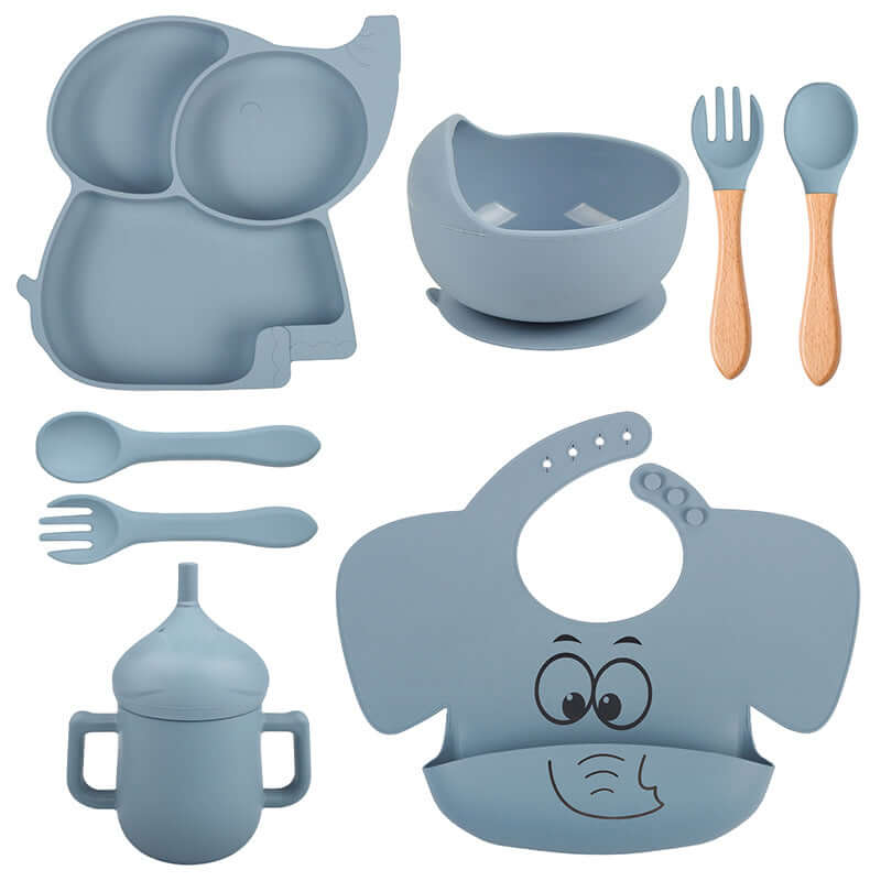 Elephant Suction Feeding Set - siliconebabyessential.com