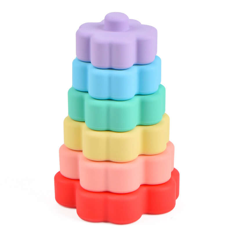 Food Grade Silicone stackable toy set- Flowers - siliconebabyessential.com