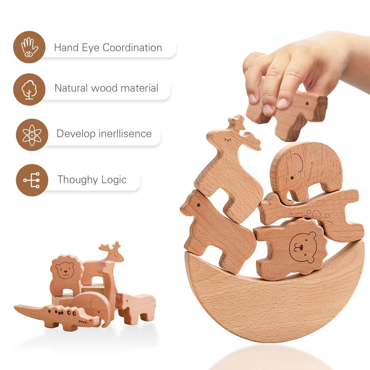 Jouet éducatif Animaux en bois, jeu d'assemblage pour jeunes enfants, 21 x  2 x 17 cm - PEARL