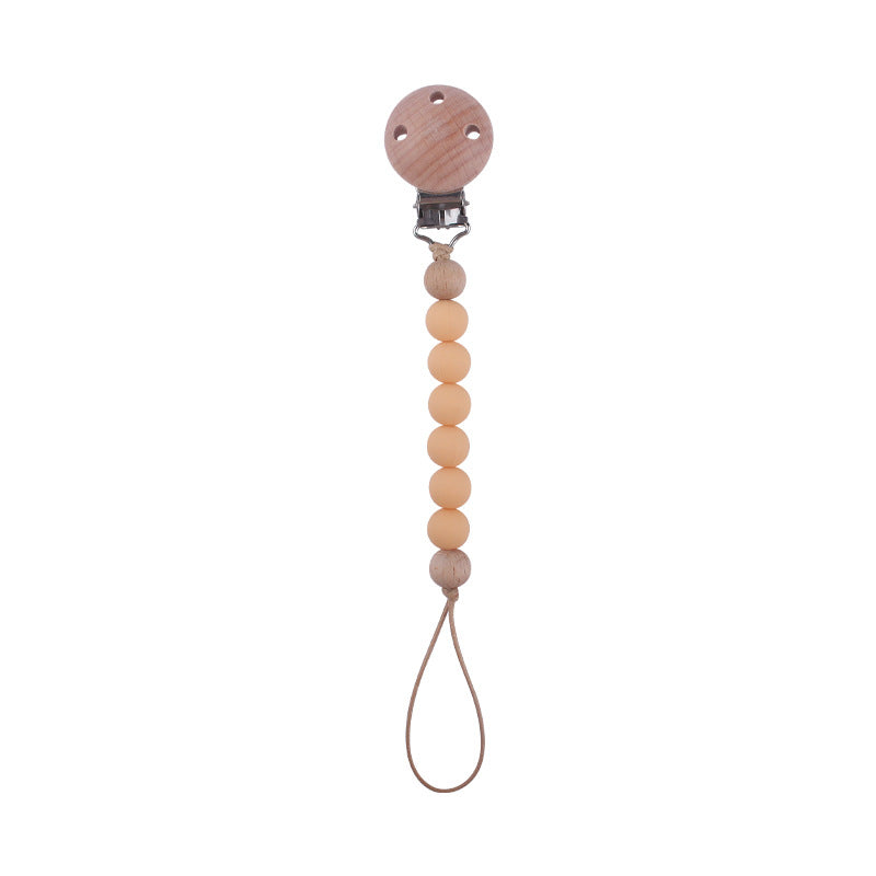 Wooden Bead Dummy Chain baby soother toy - siliconebabyessential.com