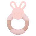 Food Grade Silicone Bunny wooden teether ring - siliconebabyessential.com