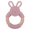 Food Grade Silicone Bunny wooden teether ring - siliconebabyessential.com