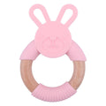 Food Grade Silicone Bunny wooden teether ring - siliconebabyessential.com