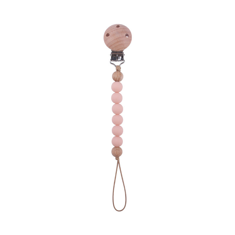 Wooden Bead Dummy Chain baby soother toy - siliconebabyessential.com