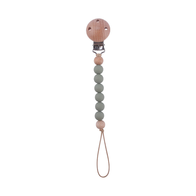 Wooden Bead Dummy Chain baby soother toy - siliconebabyessential.com