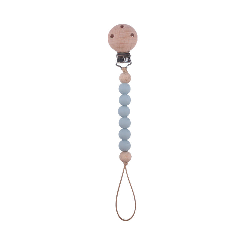 Wooden Bead Dummy Chain baby soother toy - siliconebabyessential.com