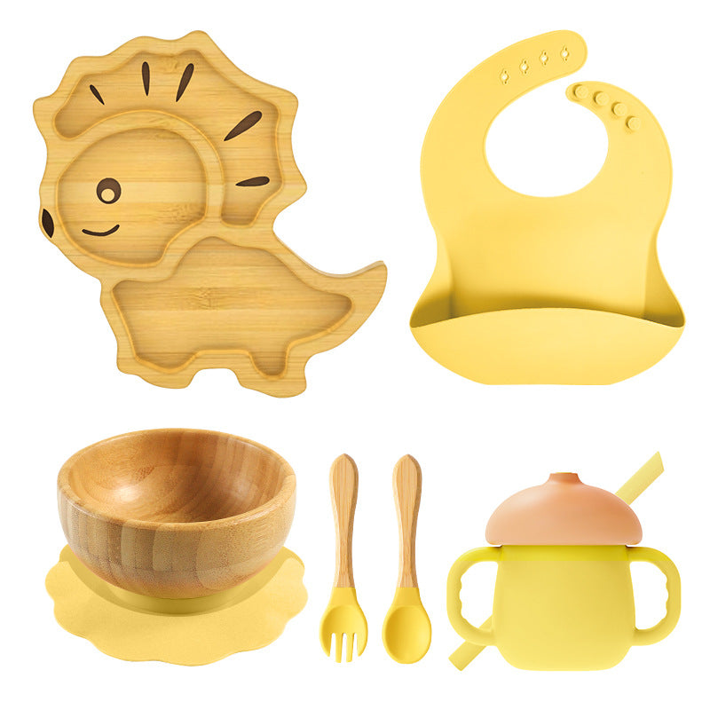 Wholesale Silicone Suction Plate Dinosaur Shape Feeding Adjustable Bib Baby  Feeding Set Manufacturer and Supplier