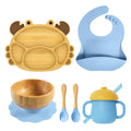 Silicone Crab Bamboo Suction Feeding Set - siliconebabyessential.com