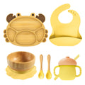 Silicone Crab Bamboo Suction Feeding Set - siliconebabyessential.com