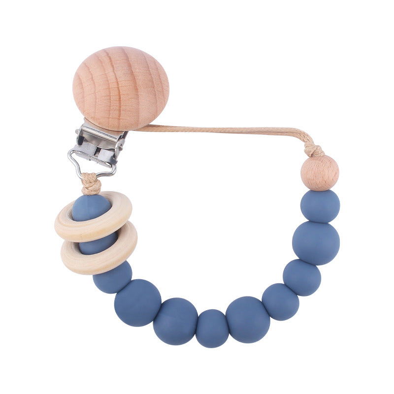 Wooden Ring Dummy Chain baby soother toy - siliconebabyessential.com