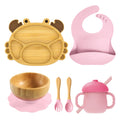 Silicone Crab Bamboo Suction Feeding Set - siliconebabyessential.com