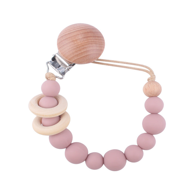 Wooden Ring Dummy Chain baby soother toy - siliconebabyessential.com