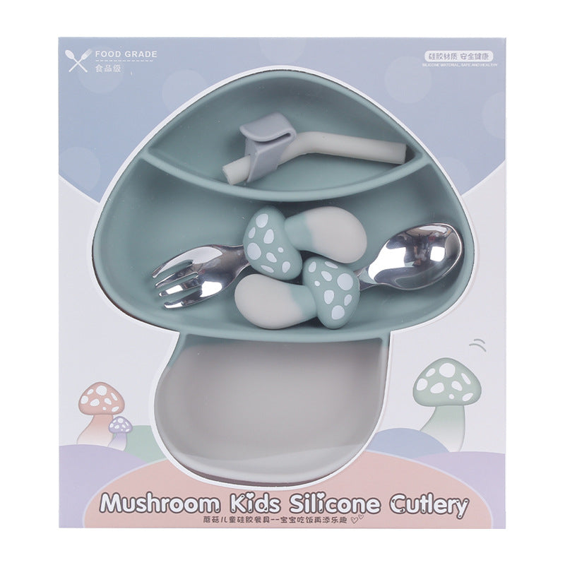 Silicone Mushroom Suction Feeding Set - siliconebabyessential.com