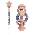 Wooden Teether Rattle Dummy Chain Set - siliconebabyessential.com