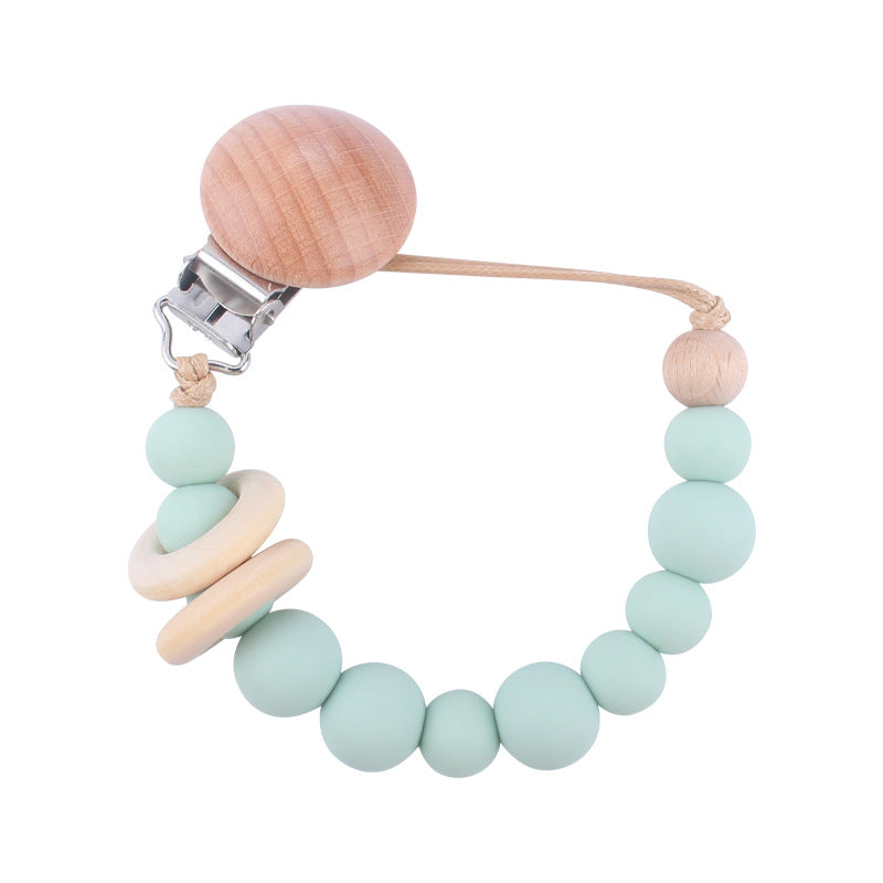 Wooden Ring Dummy Chain baby soother toy - siliconebabyessential.com