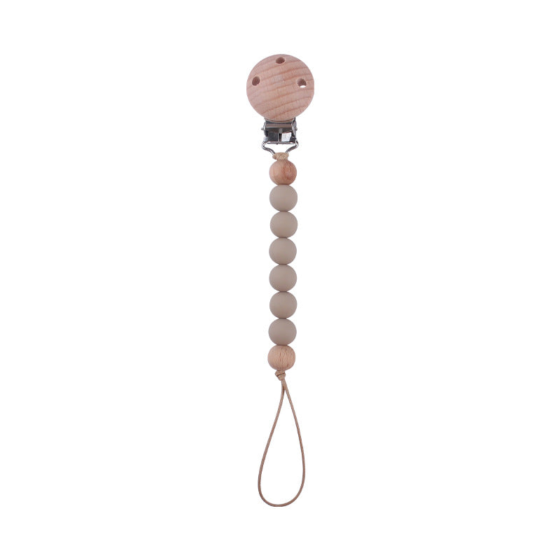 Wooden Bead Dummy Chain baby soother toy - siliconebabyessential.com