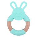 Food Grade Silicone Bunny wooden teether ring - siliconebabyessential.com