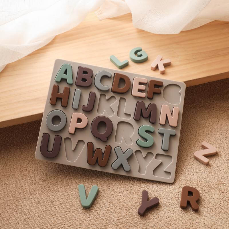 Food Grade Silicone 26 alphabet puzzle set - siliconebabyessential.com