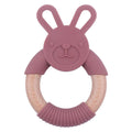 Food Grade Silicone Bunny wooden teether ring - siliconebabyessential.com