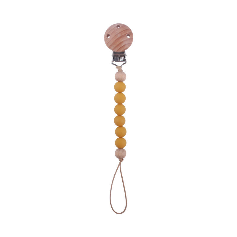 Wooden Bead Dummy Chain baby soother toy - siliconebabyessential.com