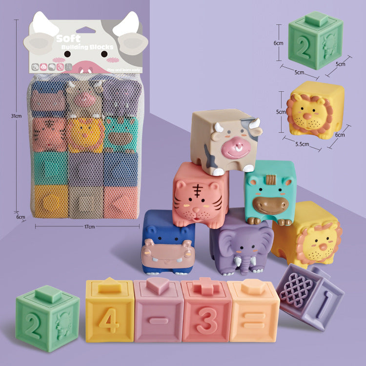 Silicone stackable toy set-Animal - siliconebabyessential.com