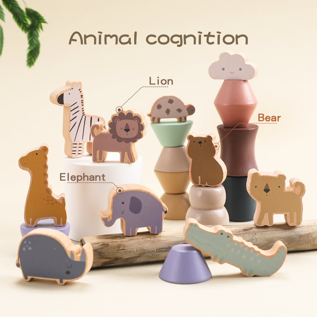 Ensemble de jouets empilables en bois pour animaux