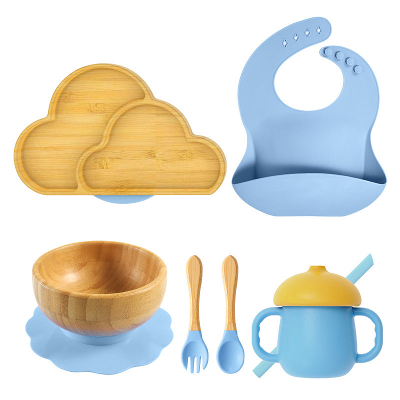 Silicone Cloud Bamboo Suction Feeding Set - siliconebabyessential.com