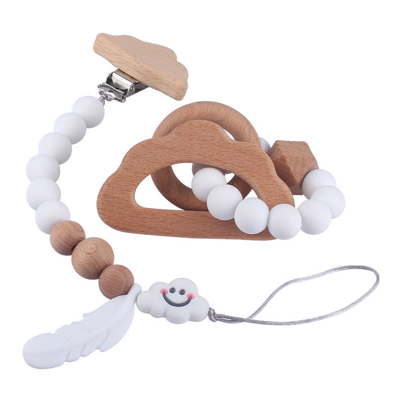 Wooden Animal Teether Ring & Dummy Chain Set - siliconebabyessential.com